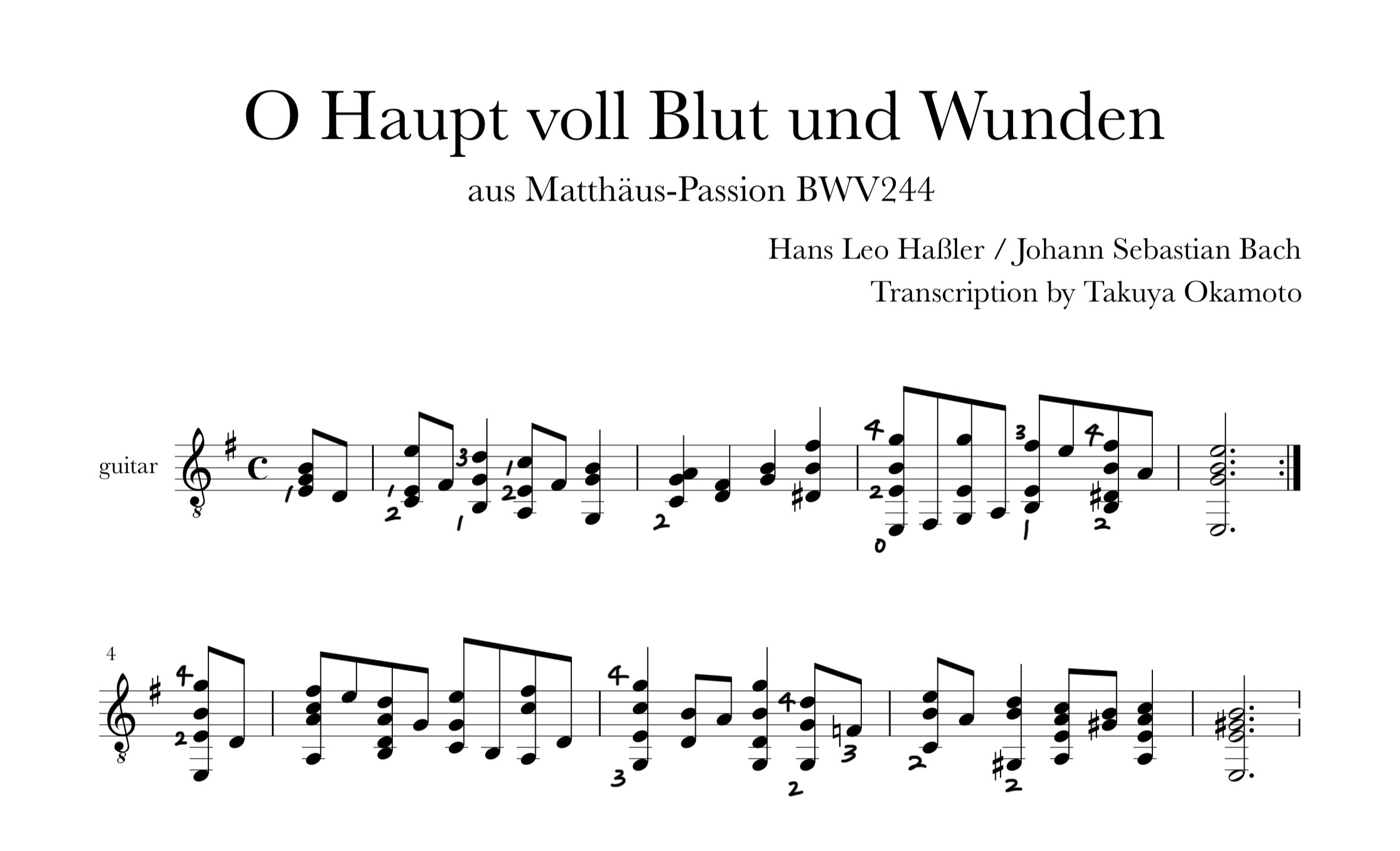 [PDF] Haßler/JSBach - O Haupt voll Blut und Wunden BWV244