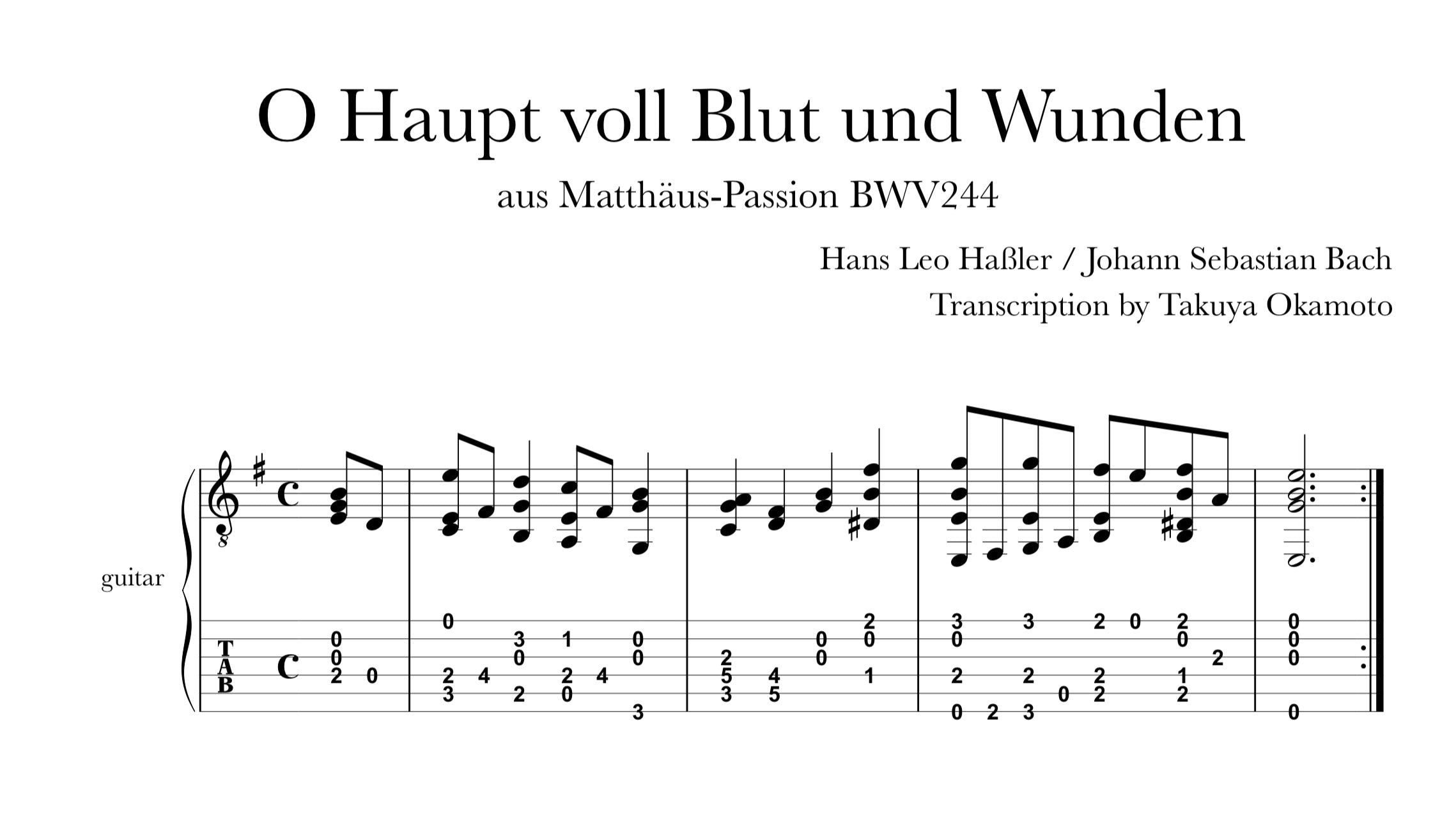 [PDF] [TAB] Haßler/JSBach - O Haupt voll Blut und Wunden BWV244